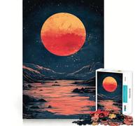 Puzzle Paysage de Lune Rouge 1000 pièces pour Adolescents, Jeu de logique Fine, Loisir Facile, Bords Nets, Cadeau de Festival (38x26cm)