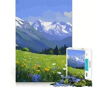 Puzzle Paysage de Prairie Alpine pour Adolescents,1000 pièces,Jeu de réflexion découpé au Laser pour Un Assemblage Parfait,Exercice Mental Calme à la Maison (38x52cm)