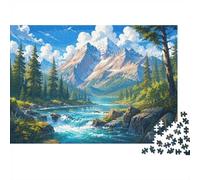 Puzzle Paysage de rivière de Montagne pour Adultes, 1000 pièces | 38x26cm Superbe paysage de rivière et montagnes, idéal pour se détendre seul ou en famille et admirer le résultat final
