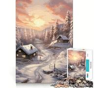 Puzzle Paysage d'hiver 1000 pièces Jeu Amusant et ludique Technologie de découpe Laser avancée Jouet de Divertissement d'intérieur pour Les fêtes (38x26cm)