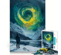 Puzzle Paysage d'hiver avec Tourbillon céleste 1000 pièces Jeu de mémorisation mentale Découpage de Haute précision Activité Manuelle Défi cérébral interactif pour la Maison (38x52cm)