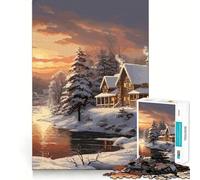 Puzzle Paysage d'hiver pour Adolescents,1000 pièces,Jeu de mémoire Amusant,Surface Lisse sans bavures,Cadeau d'anniversaire,Casse-tête (38x26cm)
