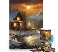 Puzzle Paysage d'hiver pour Adolescents,1000 pièces,Jeu Stimulant l'esprit,Taille Uniforme,pièces précises,activité Amusante en Famille Le Soir (38x52cm)