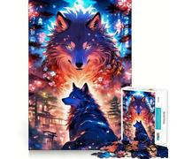 Puzzle Paysage du Japon avec Loup,1000 pièces,Jeu de réflexion,pièces précises et sans Couture,activité Amusante en Famille (38x26cm)