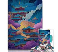 Puzzle Paysage Japonais 1000 pièces pour Adultes et Adolescents, Jouets éducatifs et éducatifs, Jeux familiaux avec Affiche et fiche de Questions-réponses Assorties 75x50cm