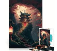 Puzzle Paysage Japonais Ancien pour Adolescents 1000 pièces Jeu Stimulant l'esprit Pièces nettes et sans bavures Facile à Apprendre pour Toute la Famille (50x75cm)