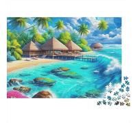 Puzzle Paysage Marin,côte bordée de Palmiers,1000 pièces,Carton Robuste et sans poussière,idéal pour Les Loisirs à la Maison,Les Maisons de Retraite,Les,Les Adultes,Les Toute la Famille (38 x 26 cm).