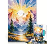 Puzzle Paysage Nature Aquarelle pour Adultes,1000 pièces,Jeu de mémoire et de réflexion,découpe Laser pour Un Assemblage Parfait,Cadeau Unique pour soulager Le Stress (50x75cm)