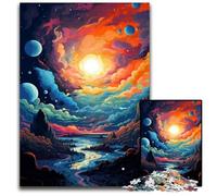 Puzzle Paysage Planétaire Fantastique 1000 Pièces Puzzle en Bois Jeu Familial Interactif DIY Décoration Maison Casse-tête Cadeau 1000 PCS (75x50cm)