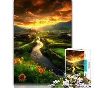 Puzzle Paysage Tournesol 1000 pièces pour Adultes et Adolescents, Aide Le Cerveau à exercer des Jouets addictifs pour cultiver la Patience, Jeu de défi Unique 38x26cm