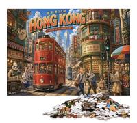 Puzzle Paysage Urbain de Hong Kong en 300 Pièces, Défi Puzzle Difficile