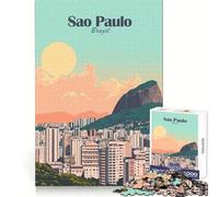 Puzzle Paysage Urbain de Sao Paulo pour Adolescents, 1000 pièces, Exercice cérébral, détente, découpe de précision, (38x26cm)