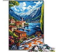 Puzzle Paysage Urbain Italien 1000 pièces pour Adolescents, Jeux éducatifs à Faire soi-même avec Affiche et fiche de Questions Assorties 14 Ans et Plus 26x38cm
