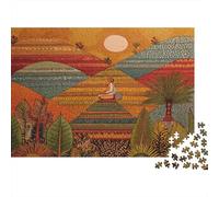 Puzzle Paysage vallonné avec Une Femme Assise sur Un Plateau pour Adultes,1000pcs (75x50cm),Jeu ÉduChatif,décoration De La Maison,