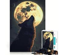 Puzzle Paysage Wolf Moon pour Adultes,1000 pièces,Jeu Stimulant l'esprit,découpe Nette,alignement Parfait,activité de Partage pour Les Proches (50x75cm)
