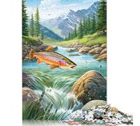 Puzzle pêcheur Truite, Casse-tête en Carton 100% recyclé pour Enfants et Adultes à partir de 12 Ans, Cadeau de fête des pères, 1 000 pièces (75 x 50 cm)