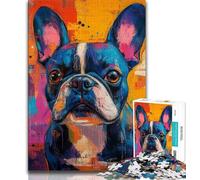 Puzzle Peinture à l'huile Bouledogue français pour Adolescents, Jeu Stimulant, Chaque pièce est Unique - Jeu Familial Stimulant 38x26cm