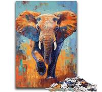 Puzzle Peinture à l'huile éléphant pour Adultes 1000 pièces, Jeu Stimulant et Familial avec des pièces entièrement emboîtables de Formes aléatoires (50x75cm)