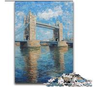 Puzzle Peinture à l'huile London Bridge 2000 pièces pour Adolescents, Jeux éducatifs à Faire soi-même avec Affiche et fiche de Questions Assorties 14 Ans et Plus 70x100cm