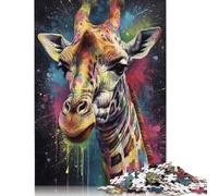 Puzzle Peinture Girafe pour Adolescents 1000 pièces Puzzle Cadeaux de Noël Casse-tête pour Adultes 1000 pièces (75 x 50 cm)