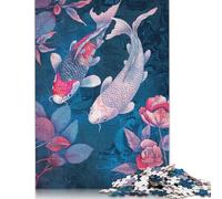 Puzzle Peinture Koi Japon, Images Personnalisables, Puzzle en Carton 100% recyclé pour Enfants et Adultes à partir de 12 Ans, Cadeau Unique, 1000 pièces (75 x 50 cm)