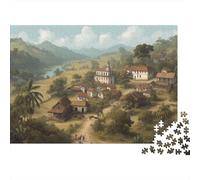 Puzzle Peinture numérique d'un Village Colonial du début du XVIe siècle pour Adultes,1000pcs (75x50cm),Jeu Éducatif,décoration De La Maison,