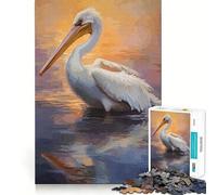 Puzzle Pélican Blanc Américain 1000 Pièces Stimule la Concentration Jeu de réflexion Amusant Technologie de découpe Laser avancée Idéal pour Les Voyages (38x26cm)