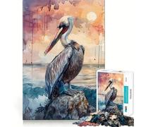 Puzzle Pelican Sea Rock Sun 1000 pièces Jeu de réflexion pour Adultes pour Partager Un Moment Convivial Découpe soignée Surprise d'anniversaire (38x52cm)