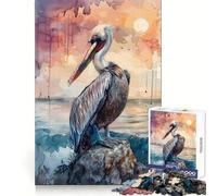 Puzzle Pelican Sea Rock Sun 1000 pièces Jeu de réflexion pour Adultes pour Partager Un Moment Convivial Découpe soignée Surprise d'anniversaire (38x52cm)