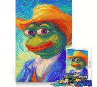Puzzle Pepe la Grenouille Style Van Gogh 1000 pièces pour Adultes, Exercice cérébral, Anti-Stress, décoration Murale aux Bords précis (38x52cm)
