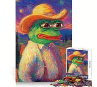 Puzzle Pepe la Grenouille Style Van Gogh 1000 pièces pour Adultes, Jouet Intelligent, Passe-Temps à la Maison, Bords Lisses, Objet de Collection (38x26cm)