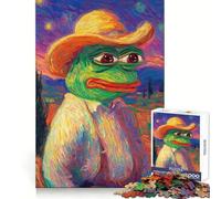Puzzle Pepe la Grenouille Style Van Gogh pour Adultes, 1000 pièces, Jeu de logique Transparent, Loisir Silencieux, découpe Parfaite, Cadeau élégant (50x75cm)