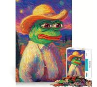 Puzzle Pepe la Grenouille Style Van Gogh pour Adultes, 1000 pièces, Jeu de logique Transparent, Loisir Silencieux, découpe Parfaite, Cadeau élégant (50x75cm)