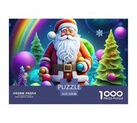Puzzle Père Noël 1000 pièces en Papier recyclé - Père Noël avec Arc-en-Ciel & Ballons, Anti-Stress 52x38cm