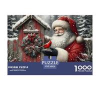 Puzzle Père Noël 1000 pièces - Père Noël Cardinal Chalet Hivernal, Difficile, idée Cadeau 38x26cm
