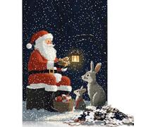 Puzzle Père Noël avec Lapins de Noël 1000 pièces, Cadeaux de Noël, Puzzle en Papier pour Adolescents, Puzzles Amusants 1000 pièces (75 x 50 cm)
