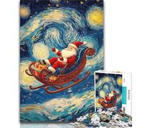 Puzzle Père Noël sous Le Ciel Nocturne pour Adolescents, 1 000 pièces, Jeu Stimulant et Familial, Cadeaux Secrets du Père Noël, 50x75cm
