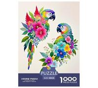 Puzzle Perroquet 1000 Pièces en Carton pour Adultes Jeu ÉduChatif Jeu De Défi Casse-tête Perroquet Fleurs Idée Cadeau Home Decor 38x26cm/1000pcs
