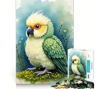Puzzle Perroquet Aquarelle et Fleurs Jaunes 1000 pièces pour Adolescents Stimule l'esprit Ajustement Parfait Loisirs captivants pour des Moments de détente à la Maison (50x75cm)