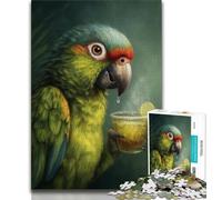 Puzzle Perroquet Buvant Une Boisson 1000 pièces pour Adolescents, Cadeau, Anti-Stress, défi Difficile, renforce l'amour Entre Les Couples 50x75cm
