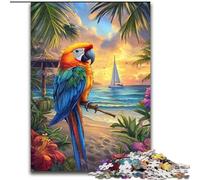 Puzzle Perroquet en Bord de mer 1000 pièces pour Adultes et Adolescents, Jeu éducatif et Stimulant pour Toute la Famille, idéal pour Les Anniversaires et Noël (26x38cm)