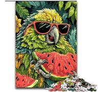 Puzzle Perroquet Mangeant Une pastèque pour Adultes, à partir de 14 Ans, décoration Murale, Cadeau d'anniversaire de Noël (26x38cm)