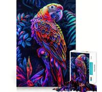 Puzzle Perroquet Néon dans la Jungle pour Adultes 1000 Pièces Jeu Intelligent Jeu d'Intérieur Découpe Propre Cadeau Parfait (50x75cm)