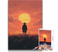 Puzzle Personnage Solitaire au Coucher du Soleil pour Adolescents:1000 pièces, Jeu éducatif et Casse-tête, Cadeau mémorable et touchant Dimensions:50 x 75cm