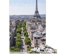 Puzzle Personnalisable avec Vue sur la Rue de Paris et la Tour Eiffel, en Carton 100% recyclé, pour Adultes, Cadeau de Noël Unique, 1 000 pièces (75 x 50 cm)