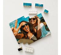 Puzzle Personnalisé | Briques de Construction avec Photo et Texte | Idée Cadeau Unique & Originale | Compatible avec Les Principales Marques | 49 Pièces | 12,8 x 10,5 x 1,5 cm (Blanc)