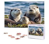 Puzzle personnalisé de 1000 pièces - Loutres de mer - Image stimulante avec sac de rangement - Puzzle photo pour adultes de mariage (75 x 50 cm)