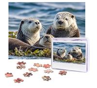 Puzzle personnalisé de 500 pièces - Loutres de mer - Image stimulante avec sac de rangement - Puzzle photo pour adultes de mariage (52 x 38 cm)