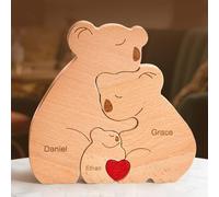 Puzzle Personnalisé en Bois en Forme Famille Puzzle Koala Famille avec 3-6 Prénoms Koala De Puzzle en Bois Cadeau Personnalisé pour Maman Papa Décoration Familiale de Table Cadeau Fête des Mères Père