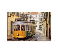 Puzzle personnalisé en bois imprimé Tram de Lisbonne 1000 pièces pour adulte Cadeau d'anniversaire de Noël